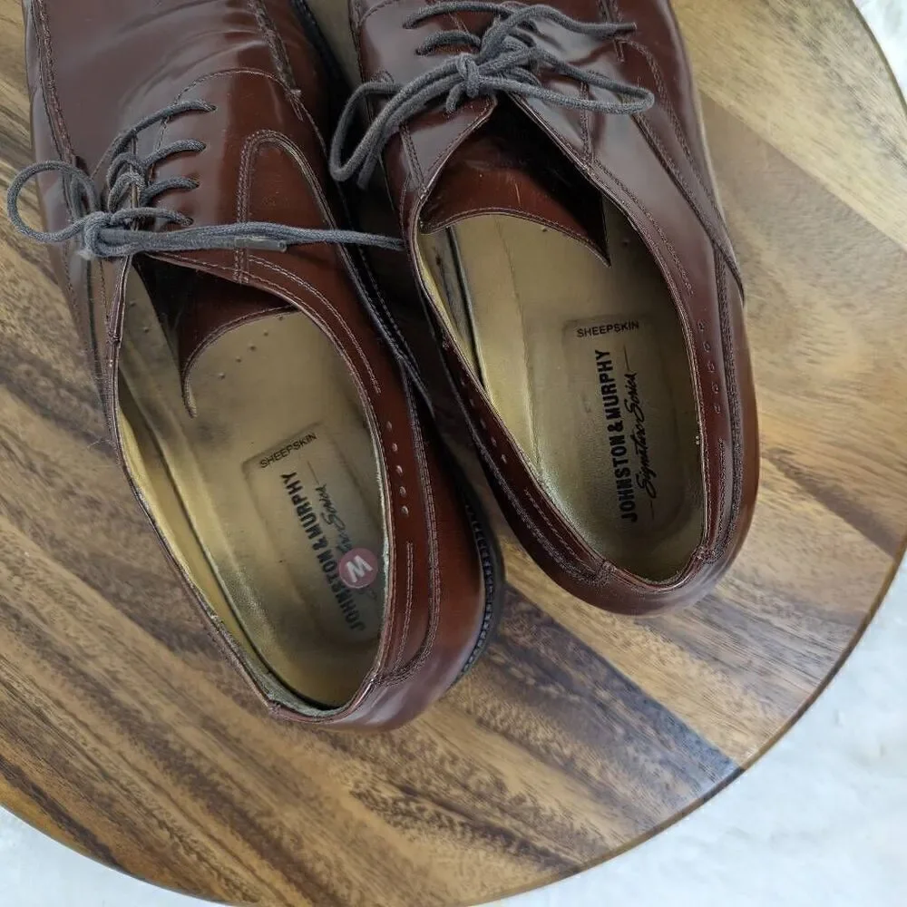 Johnston And Murphy Sheepskin Signature Series Brown Wine Mens Shoes Size 11